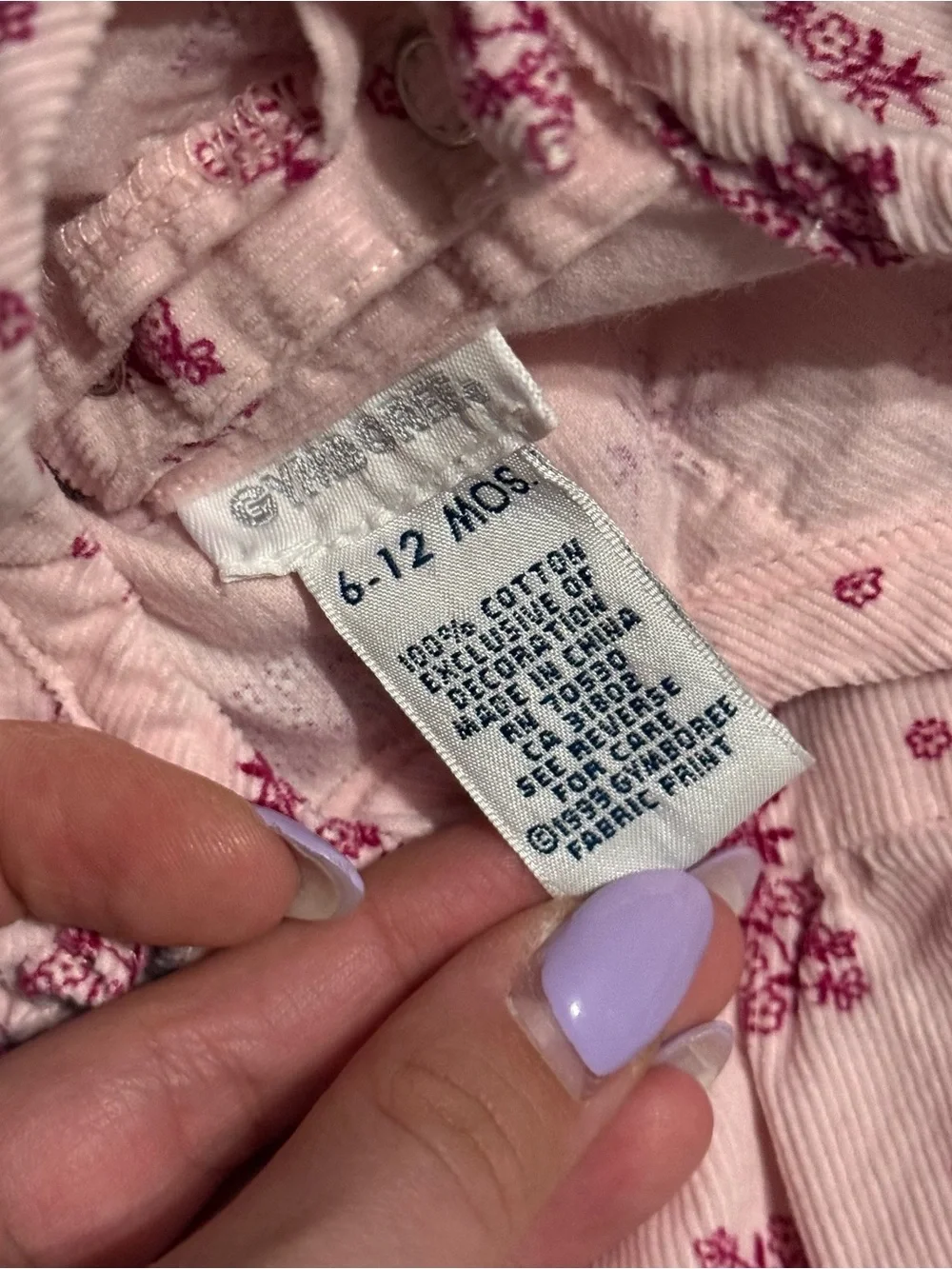 Baby girl vintage Gymboree corduroy jumpsuit 1999